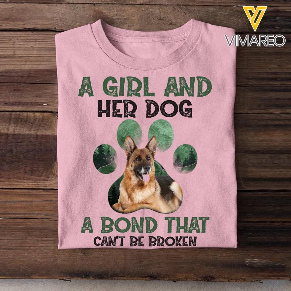 Personalized Upload photo A Girl And Her Dog A Bond That Can't Be Broken Tshirt Printed QTDT1503
