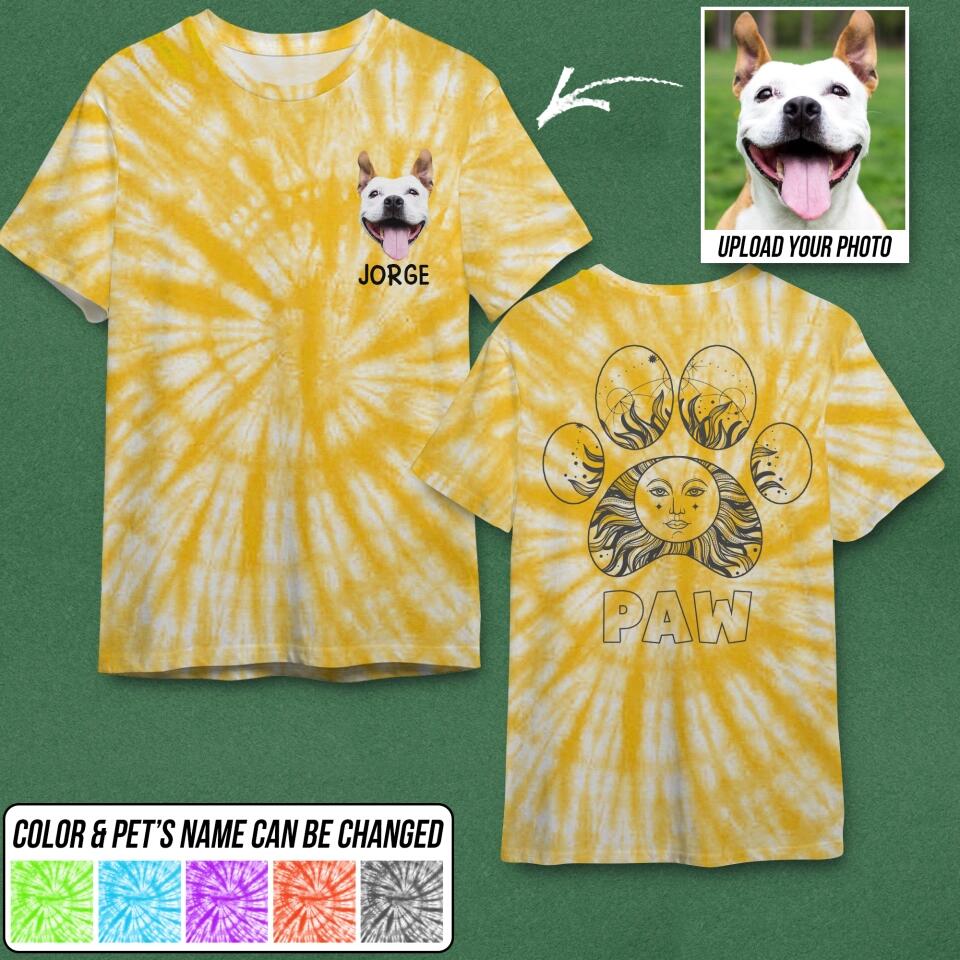 Personalized Upload Your Dog Photo & Name Tie Dye T-shirt Printed QTDT1603
