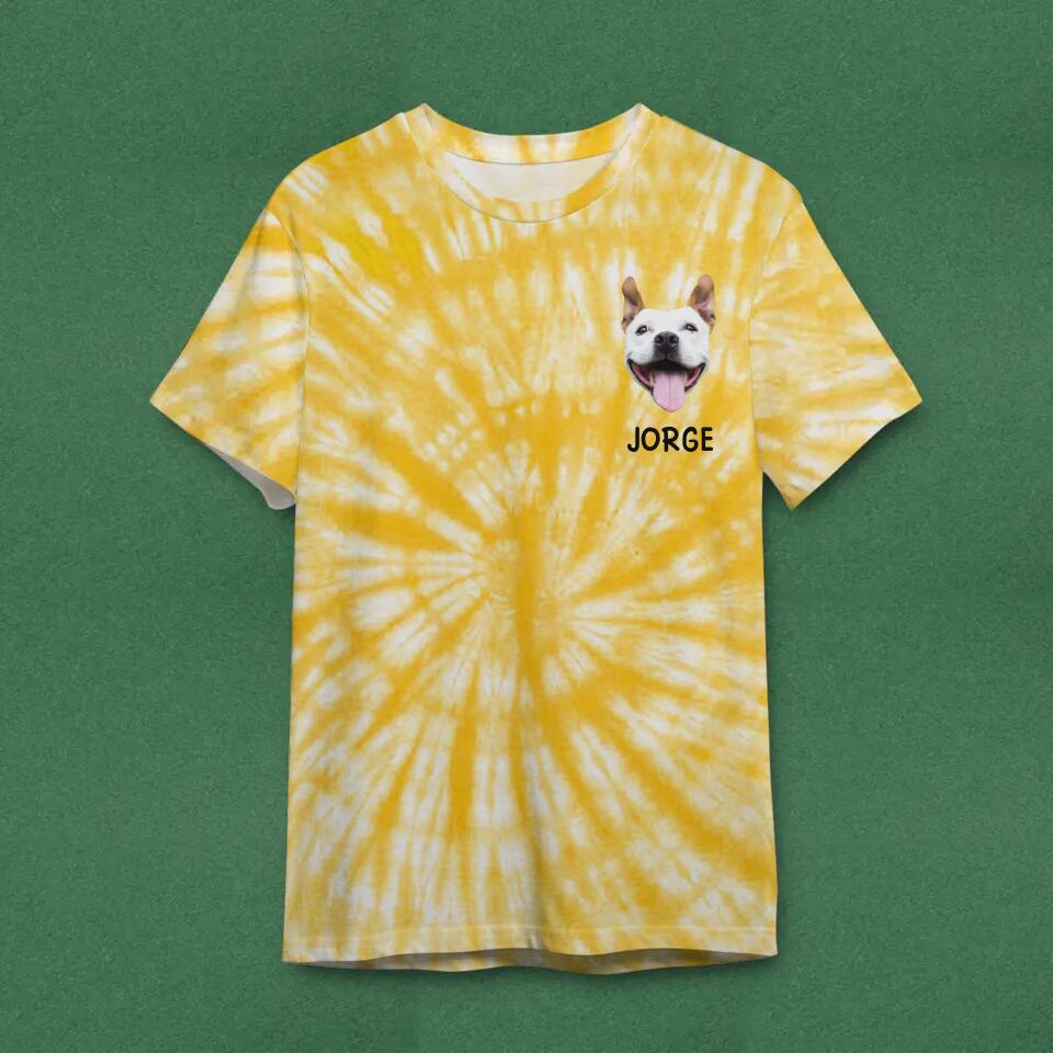 Personalized Upload Your Dog Photo & Name Tie Dye T-shirt Printed QTDT1603