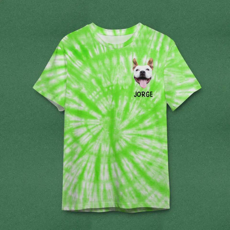 Personalized Upload Your Dog Photo & Name Tie Dye T-shirt Printed QTDT1603