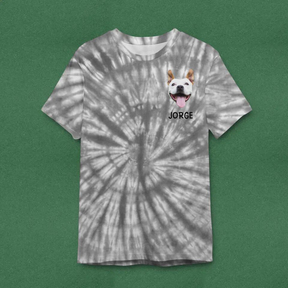 Personalized Upload Your Dog Photo & Name Tie Dye T-shirt Printed QTDT1603