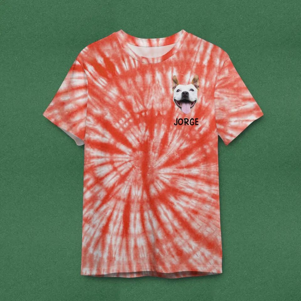 Personalized Upload Your Dog Photo & Name Tie Dye T-shirt Printed QTDT1603