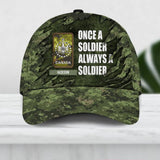 Personalized Canadian Soldier/ Veteran Rank Camo Once A Soldier Always A Soldier Peaked Cap 3D Printed QTDT1603