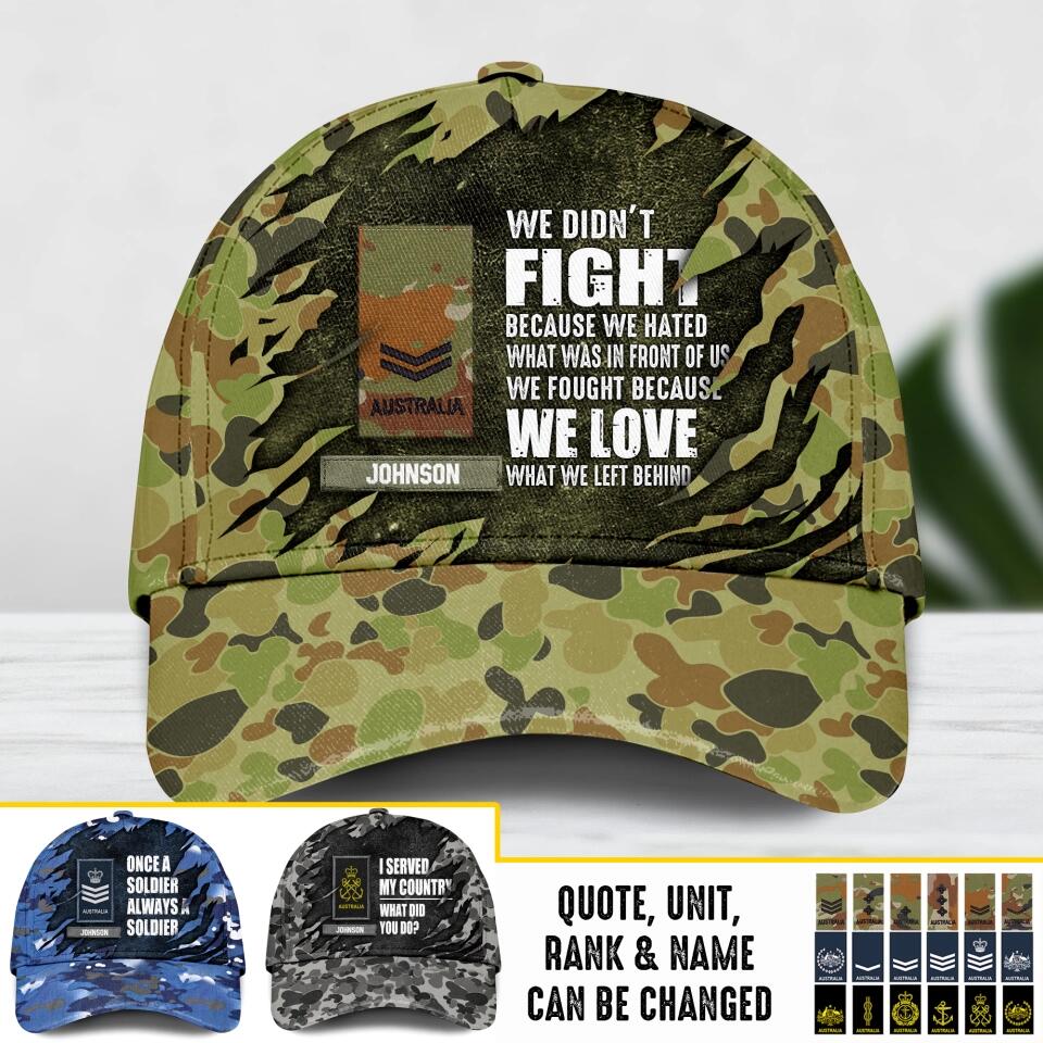 Personalized Australian Soldier/ Veteran Rank Camo Once A Soldier Always A Soldier Peaked Cap 3D Printed QTDT1603
