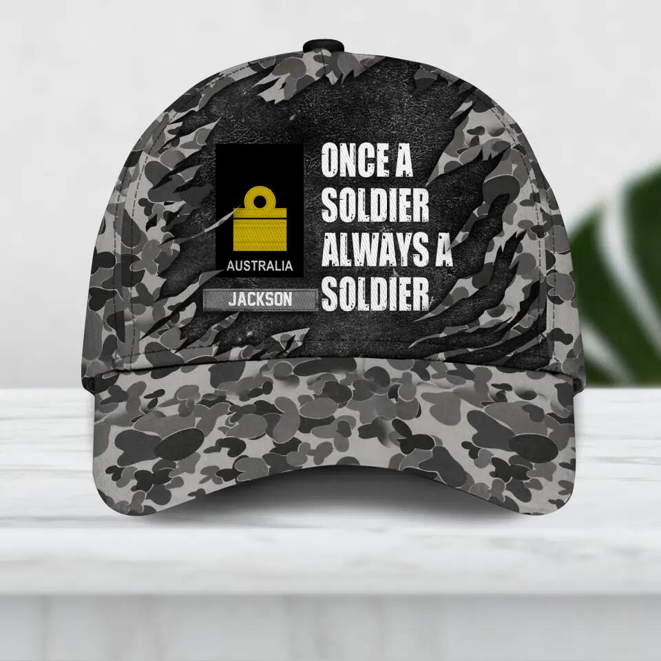 Personalized Australian Soldier/ Veteran Rank Camo Once A Soldier Always A Soldier Peaked Cap 3D Printed QTDT1603