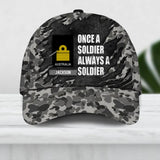 Personalized Australian Soldier/ Veteran Rank Camo Once A Soldier Always A Soldier Peaked Cap 3D Printed QTDT1603