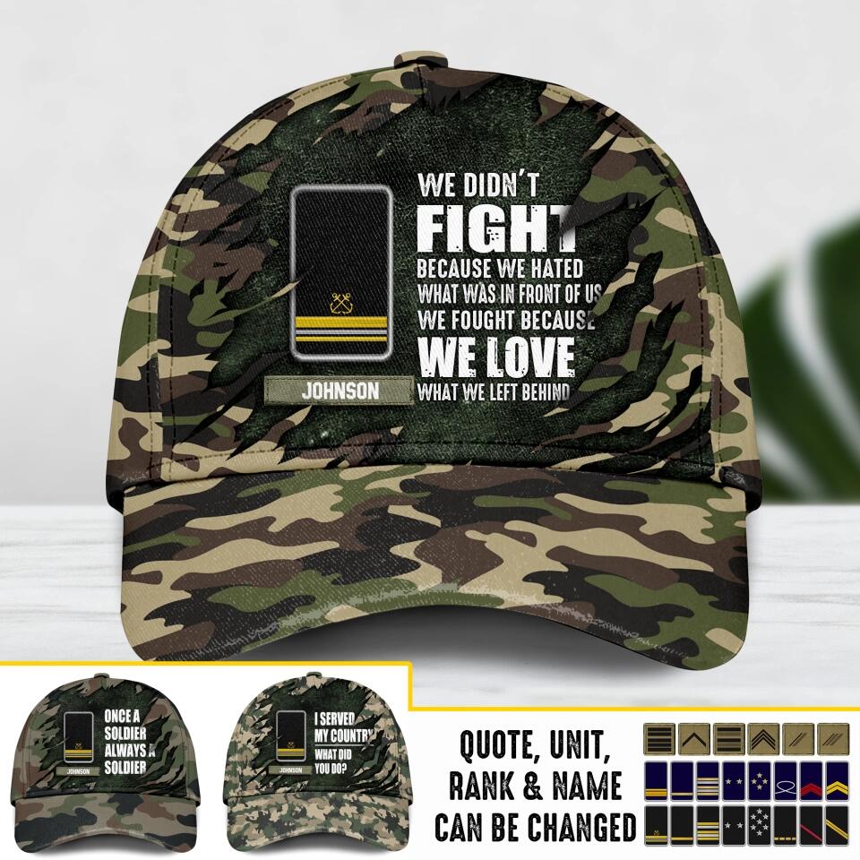 Personalized French Soldier/ Veteran Rank Camo Once A Soldier Always A Soldier Peaked Cap 3D Printed QTDT1603