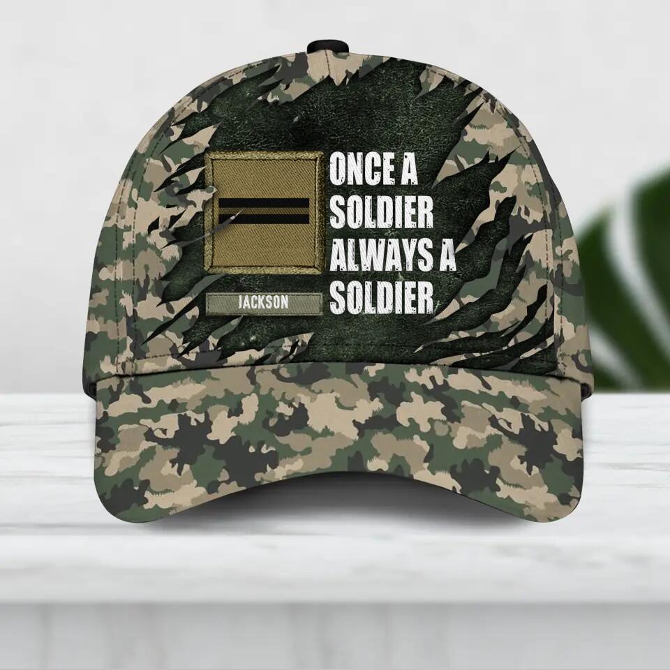 Personalized French Soldier/ Veteran Rank Camo Once A Soldier Always A Soldier Peaked Cap 3D Printed QTDT1603