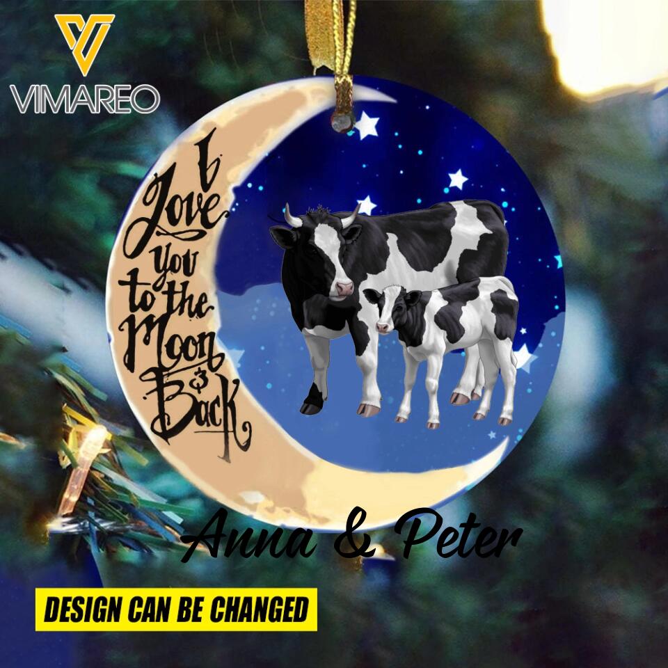 PERSONALIZED CATTLE I LOVE YOU TO THE MOON AND BACK ALUMKEYCHAIN TNMQ2010