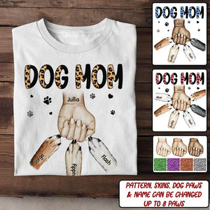Personalized Dog Mom With Hand And Paw Tshirt Printed 23MAR-DT17