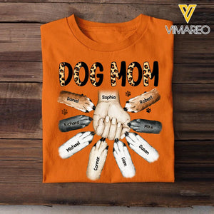 Personalized Dog Mom With Hand And Paw Tshirt Printed 23MAR-DT17