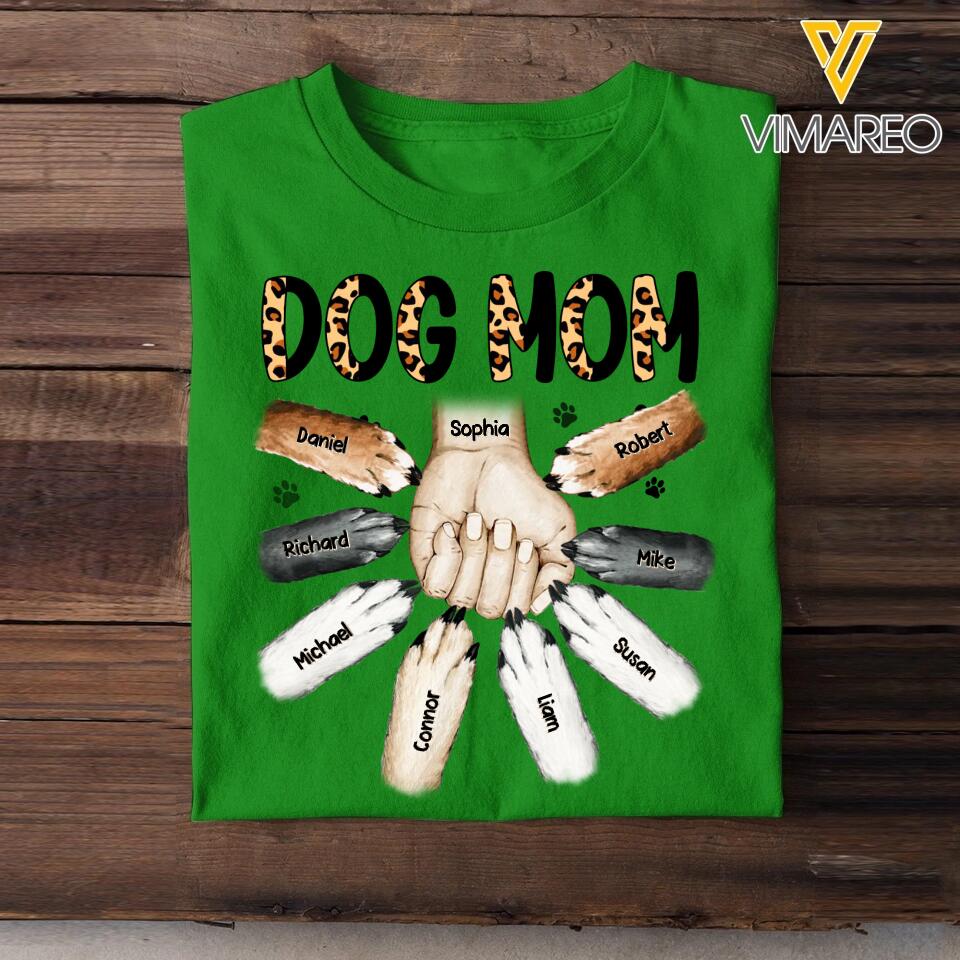 Personalized Dog Mom With Hand And Paw Tshirt Printed 23MAR-DT17