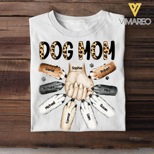 Personalized Dog Mom With Hand And Paw Tshirt Printed 23MAR-DT17