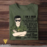 Personalized Canadian Soldier/ Veteran I Am A Man Not Hero I Will Never Accept Defeat Printed Tshirts 23MAR-DT21