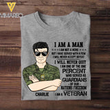Personalized Canadian Soldier/ Veteran I Am A Man Not Hero I Will Never Accept Defeat Printed Tshirts 23MAR-DT21