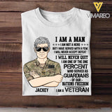Personalized UK Soldier/ Veteran I Am A Man Not Hero I Will Never Accept Defeat Printed Tshirts 23MAR-DT21