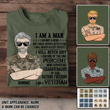 Personalized US Soldier/ Veteran I Am A Man Not Hero I Will Never Accept Defeat Printed Tshirts 23MAR-DT21