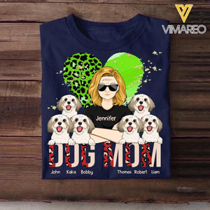 Personalized Dog Mom Heart Tshirt Printed PNDT2103