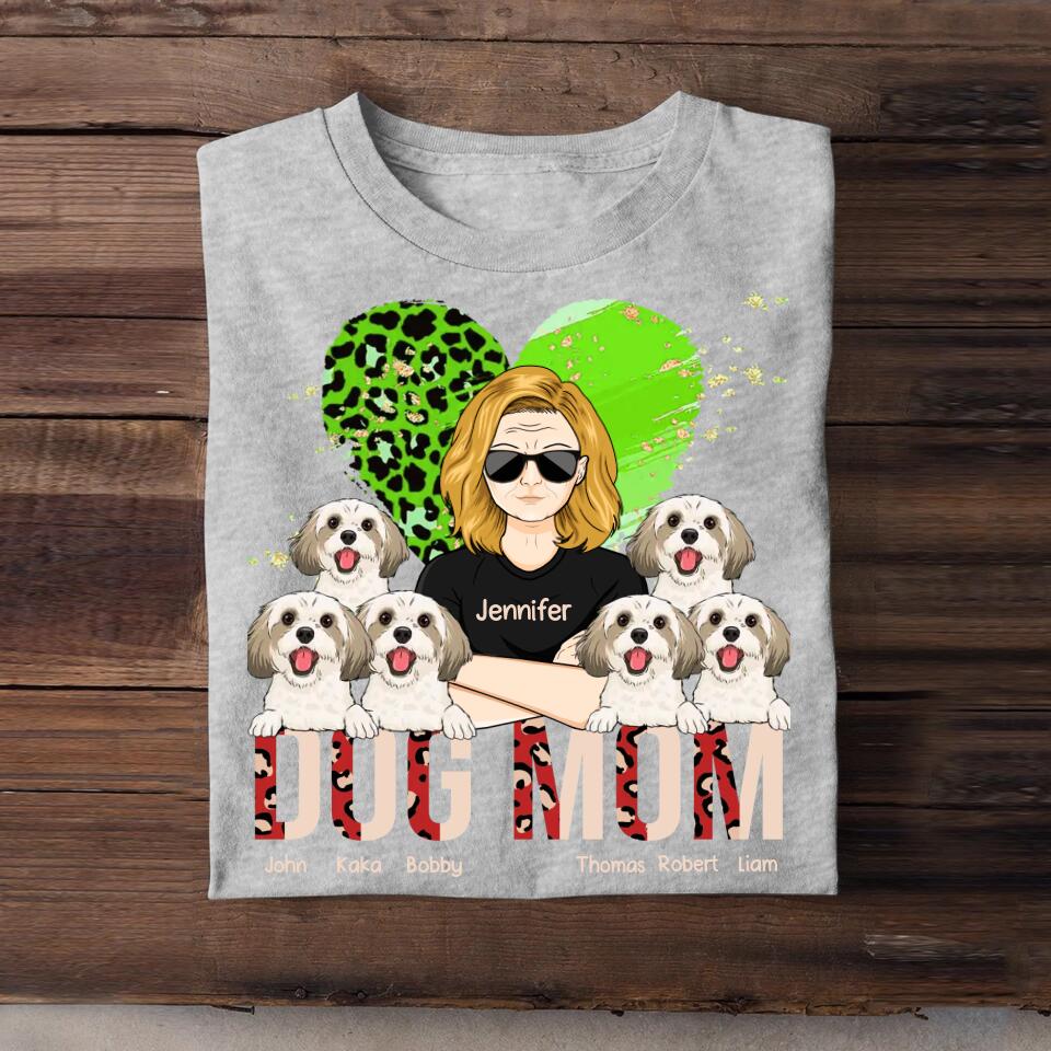 Personalized Dog Mom Heart Tshirt Printed PNDT2103