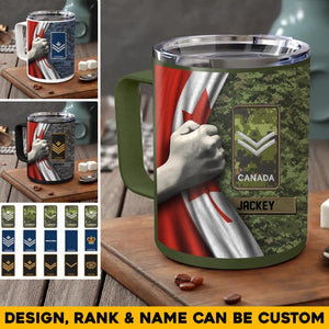Personalized Canadian Veteran/Soldier Rank Camo & Name Insulated Mug 10oz Printed 23MAR-HQ21