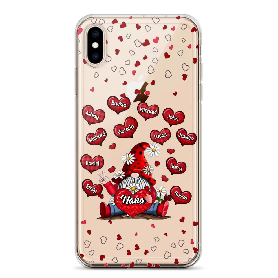 Personalized Grandma Nana Mom Aunt Kid Name Heart Hippie Silicon Phonecase QTDT2203