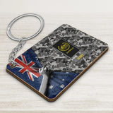 Personalized Australian Soldier/ Veteran Rank Flag Camo Wooden Keychain Printed 23MAR-QT22