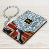 Personalized UK Soldier/ Veteran Rank Flag Camo Wooden Keychain Printed 23MAR-QT22