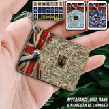 Personalized UK Soldier/ Veteran Rank Flag Camo Wooden Keychain Printed 23MAR-QT22