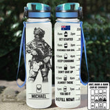 Personalized Get Started Remember Your Goal Keep Chugging Don't Give Up Almost There You Did It Refill Now Australian Veteran/Soldier Rank Camo Water Tracker Bottle Printed 23MAY-DT23