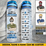 Personalized I'm An Australian Grumpy Old Veteran My Level Of Sarcasm Depends On YOur Level Of Stupidity  Water Tracker Bottle Printed 23MAR-HQ23