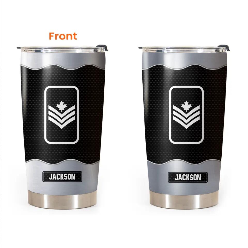 Personalized Canadian Veteran/Soldier Rank Camo with Name Tumbler Printed 23MAR-BQT24