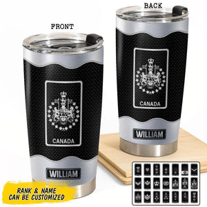 Personalized Canadian Veteran/Soldier Rank Camo with Name Tumbler Printed 23MAR-BQT24