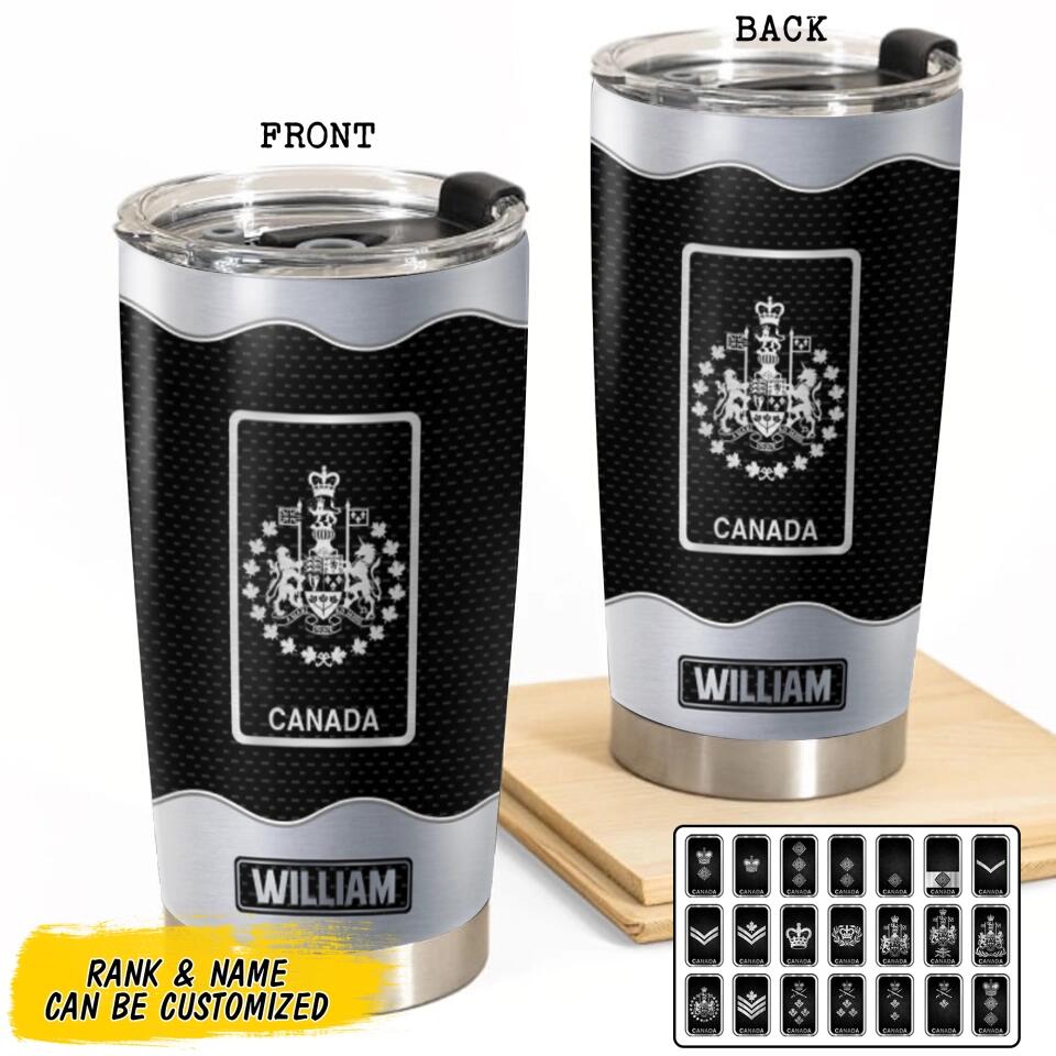 Personalized Canadian Veteran/Soldier Rank Camo with Name Tumbler Printed 23MAR-BQT24