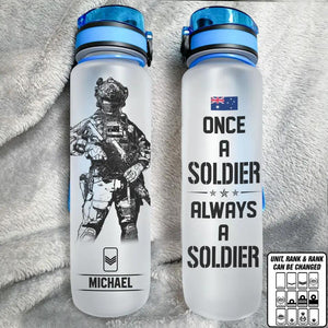 Personalized Once A Soldier Always A Soldier Australian Soldier/ Veteran Water Tracker Bottle Printed 23MAR-DT27