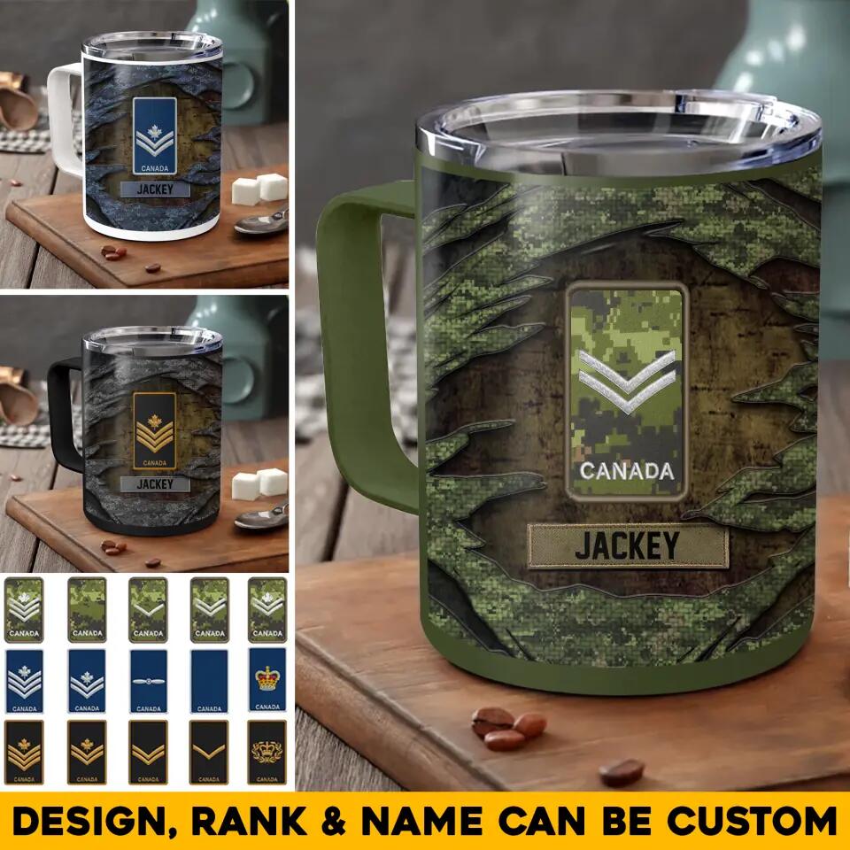 Personalized Canadian Veteran/Soldier Rank Camo  Insulated Mug 10oz Printed 23MAR-HQ27
