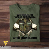 Personalized German Soldier/ Veteran We Bought Your Freedom With Our Blood Printed Tshirts 23MAR-BQT24