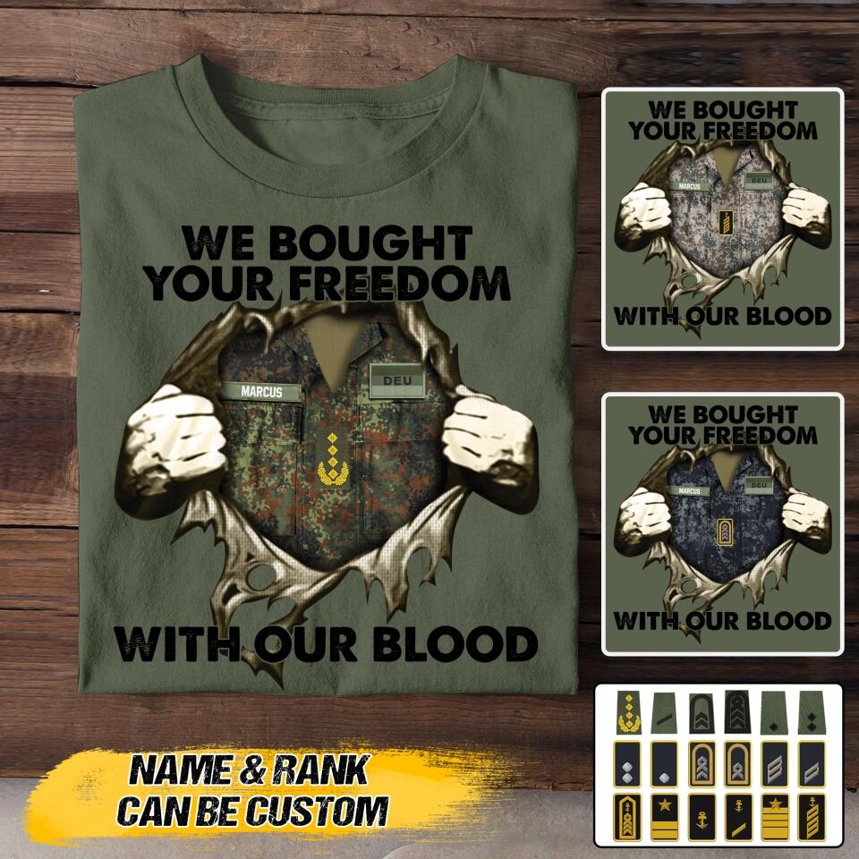 Personalized German Soldier/ Veteran We Bought Your Freedom With Our Blood Printed Tshirts 23MAR-BQT24