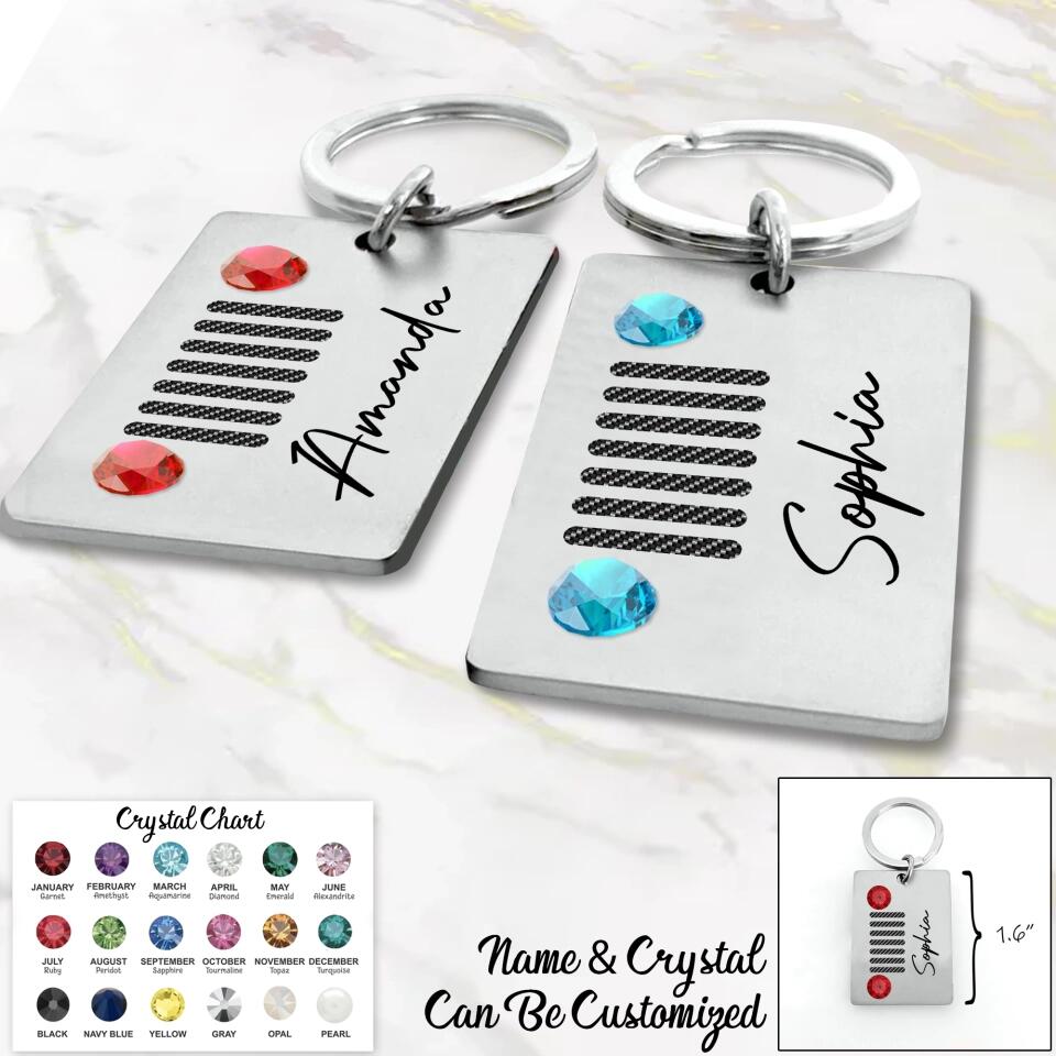 Personalized Birthstone Jeep Keychain Printed 23MAR-DT30