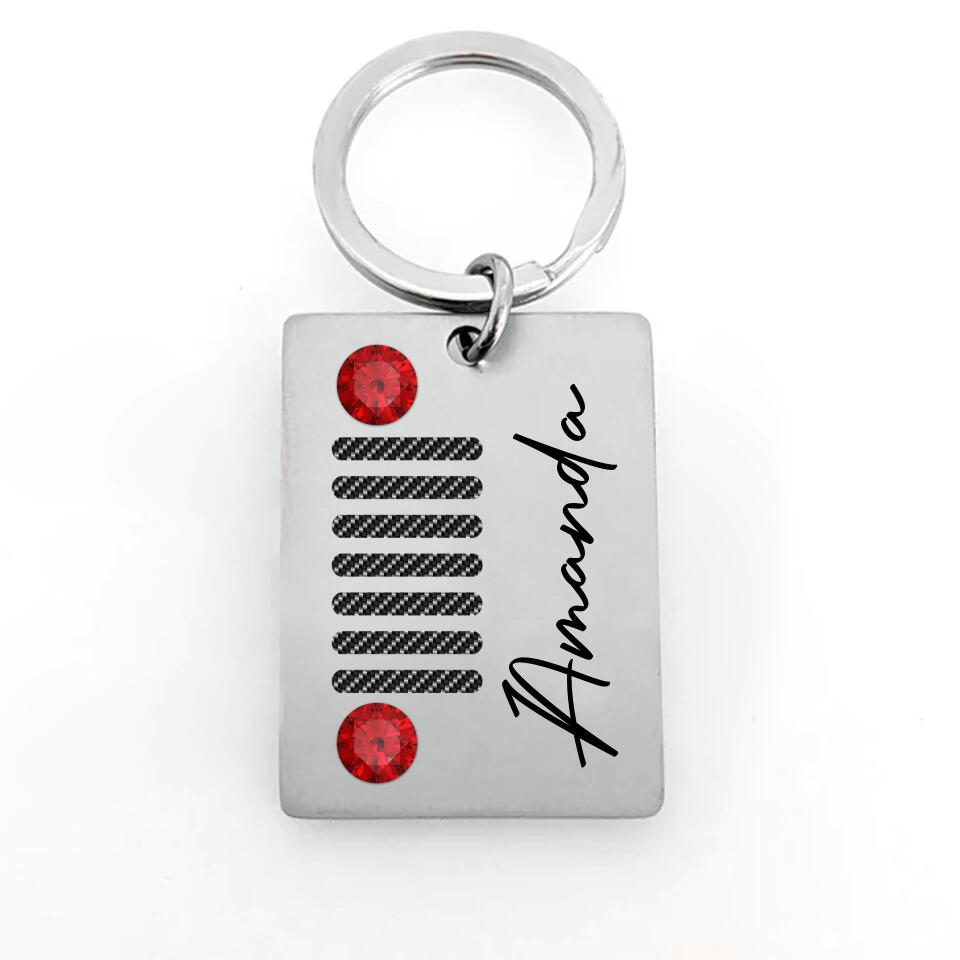 Personalized Birthstone Jeep Keychain Printed 23MAR-DT30
