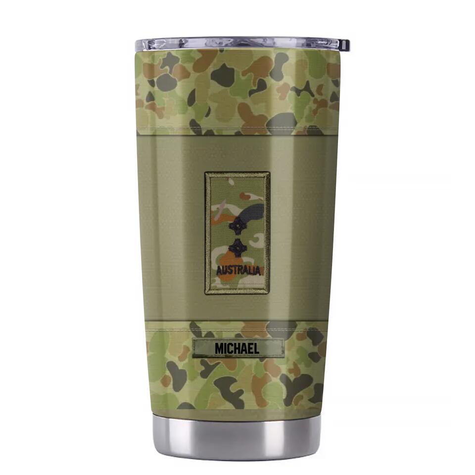 Personalized Australian Soldier/ Veteran Once A Soldier Always A Soldier Rank Camo Tumbler Printed 23MAR-BQT29