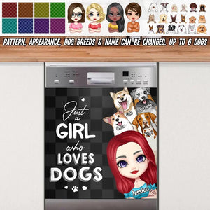 Personalized Just A Girl Who Loves Dogs Dishwasher QTDT3003