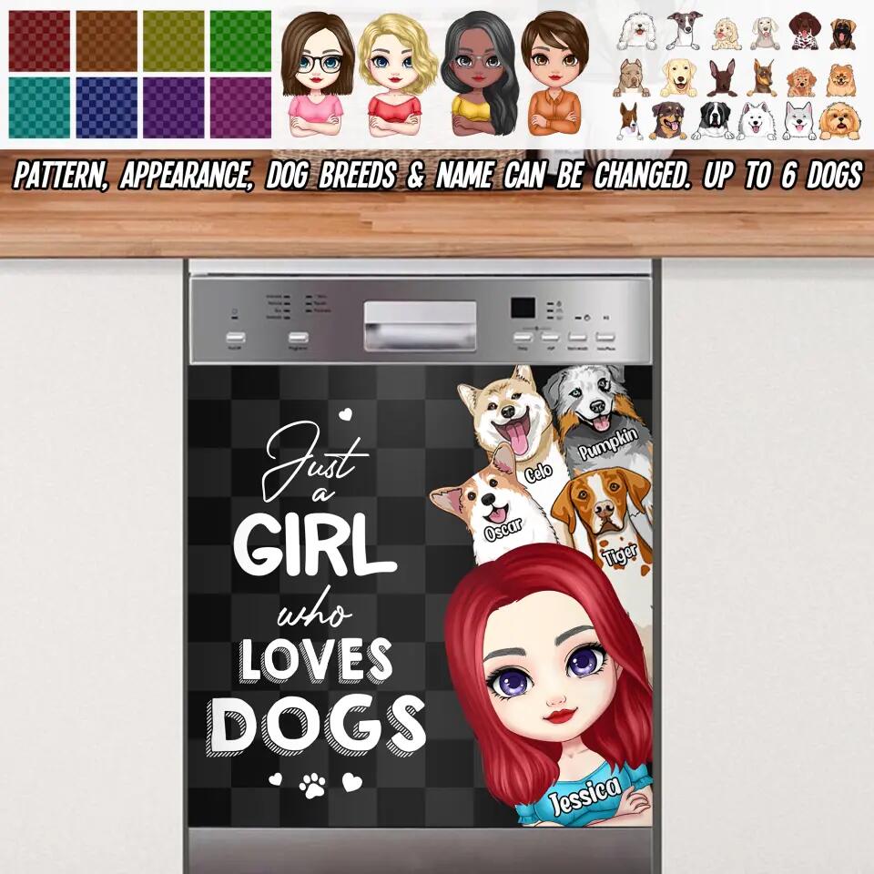 Personalized Just A Girl Who Loves Dogs Dishwasher QTDT3003