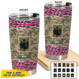 Personalized UK Soldier/ Veteran Flag Rank Camo Tumbler Printed 23MAR-BQT30