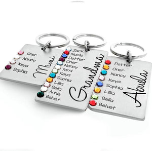 Personalized Birthstone Grandma Nana Aunt Mom Kid Name Keychain Printed 23MAR-HQ30