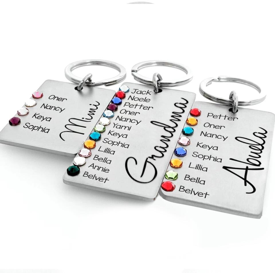 Personalized Birthstone Grandma Nana Aunt Mom Kid Name Keychain Printed 23MAR-HQ30