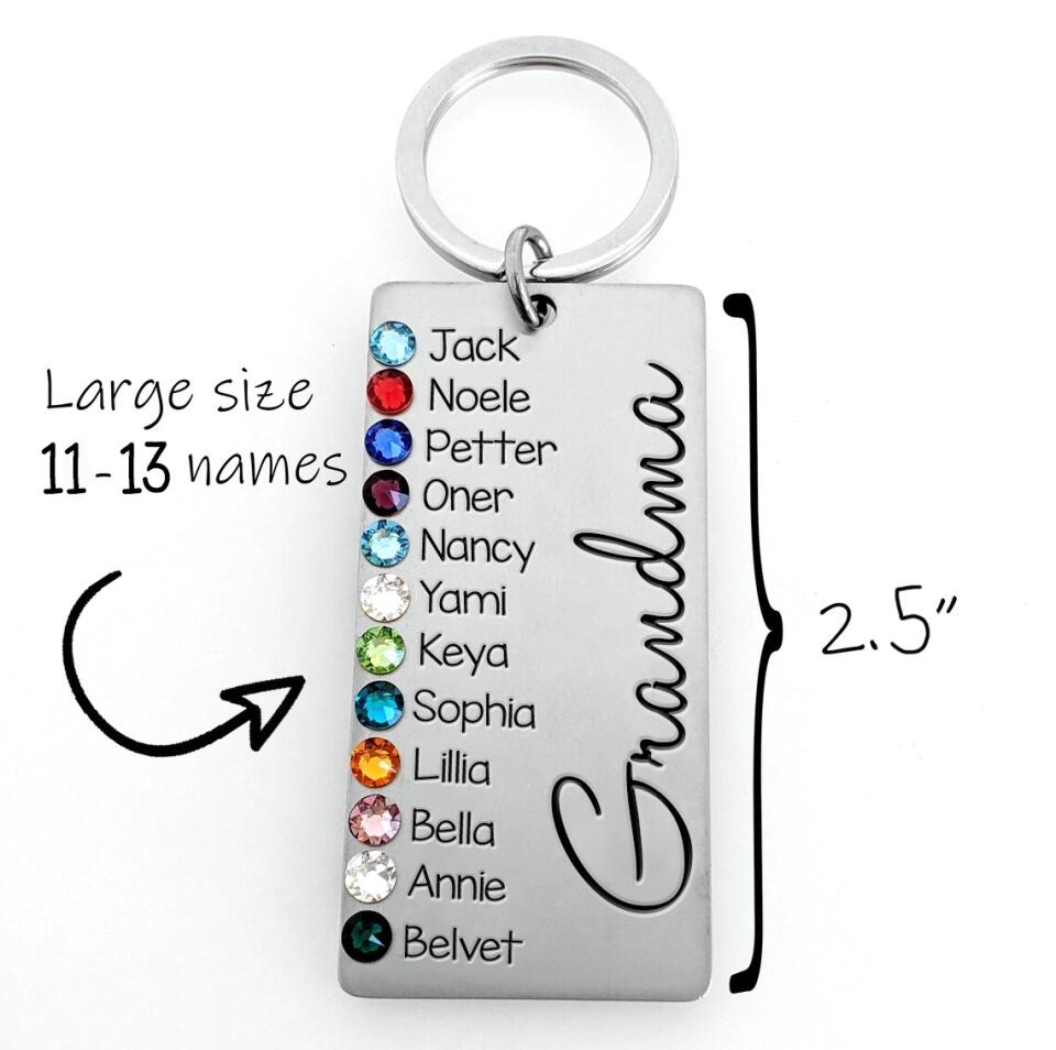 Personalized Birthstone Grandma Nana Aunt Mom Kid Name Keychain Printed 23MAR-HQ30