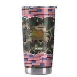 Personalized US Soldier/ Veteran Flag Rank Camo Tumbler Printed 23MAR-BQT30