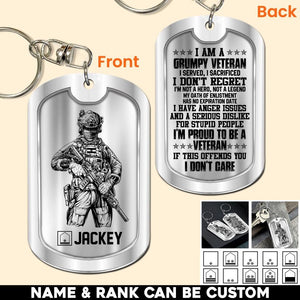 Personalized Austrian Soldier/Veteran Rank Camo I Am A Grumpy Veteran I Served, I Sacrificed Keychain Printed 23APR-HQ01