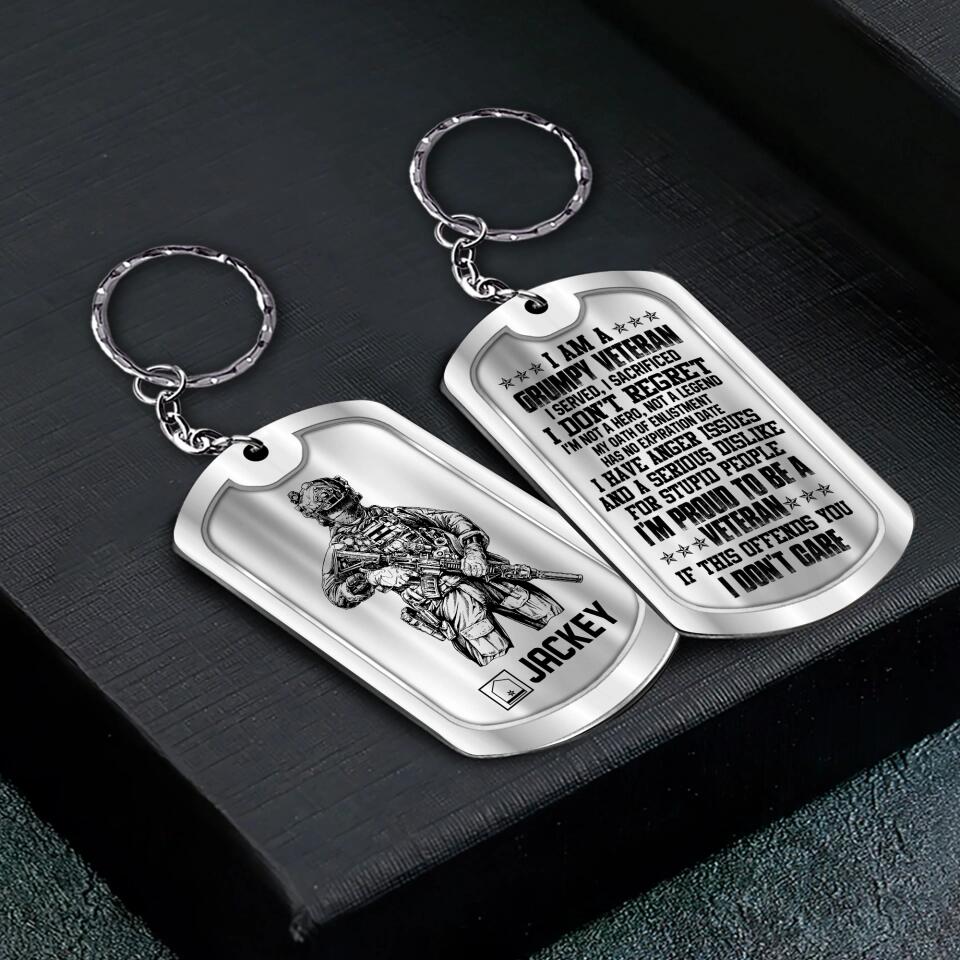 Personalized Austrian Soldier/Veteran Rank Camo I Am A Grumpy Veteran I Served, I Sacrificed Keychain Printed 23APR-HQ01