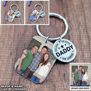 Personalized Upload Your Dad Grandpa Photo The Man The Myth The Legend Keychain Printed PNDT0104